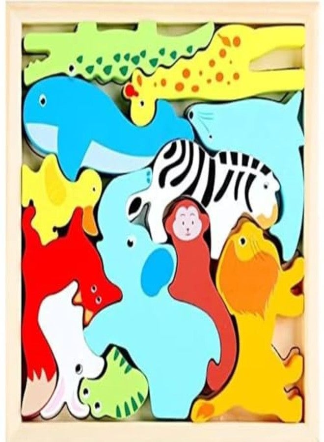 Nuwishtek Wooden Puzzles Toddler Toys Gifts for 3 Year and Above Old Boys Girls, Animal Jigsaw Puzzles Montessori Toys, Learning Educational Christmas (Modern) - Image 1